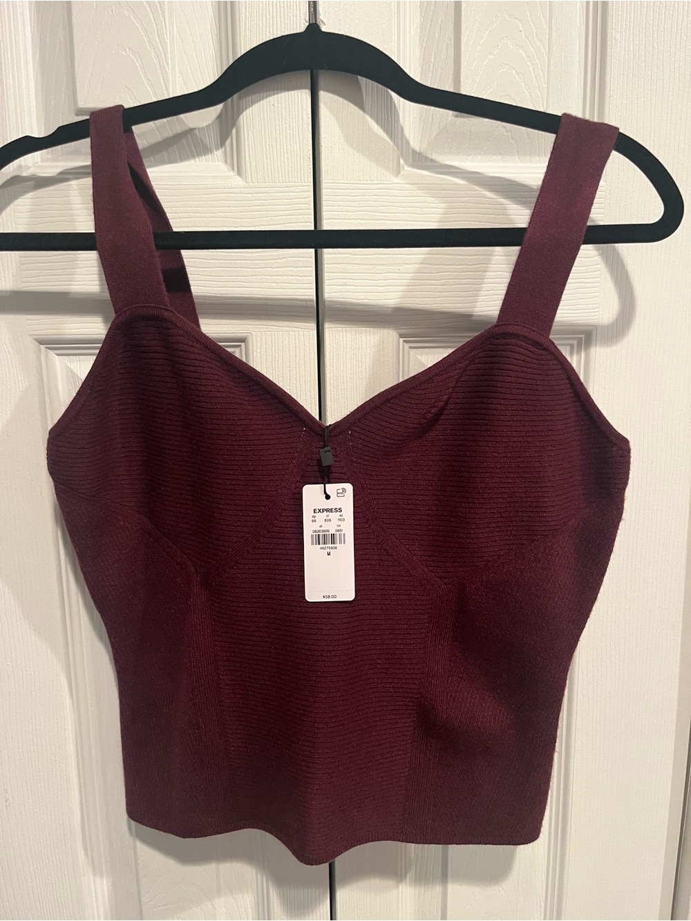 Express Burgundy Bustier-Style Bandeau sweater Tank Sz M NWT
